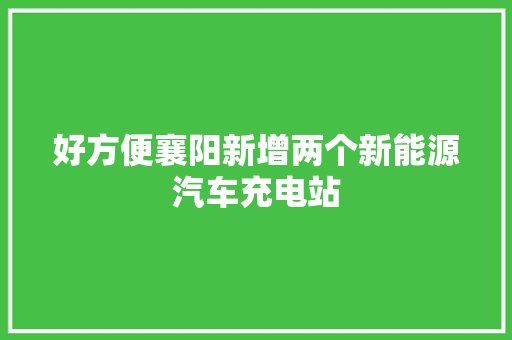 好方便襄阳新增两个新能源汽车充电站