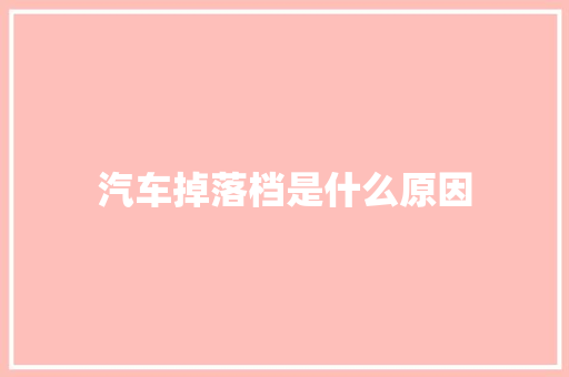 汽车掉落档是什么原因