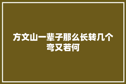 方文山一辈子那么长转几个弯又若何