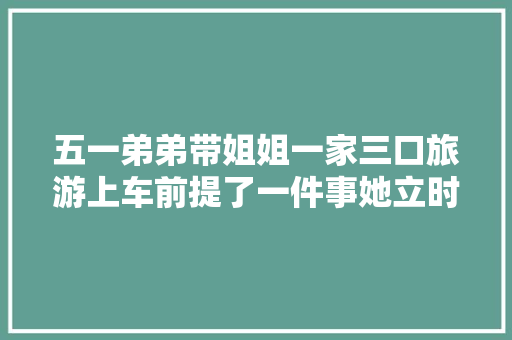 五一弟弟带姐姐一家三口旅游上车前提了一件事她立时打车回家
