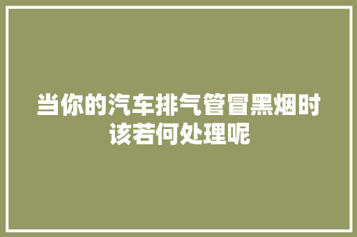 当你的汽车排气管冒黑烟时该若何处理呢
