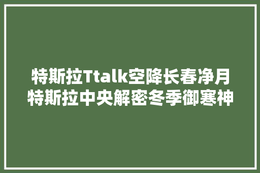 特斯拉Ttalk空降长春净月特斯拉中央解密冬季御寒神器