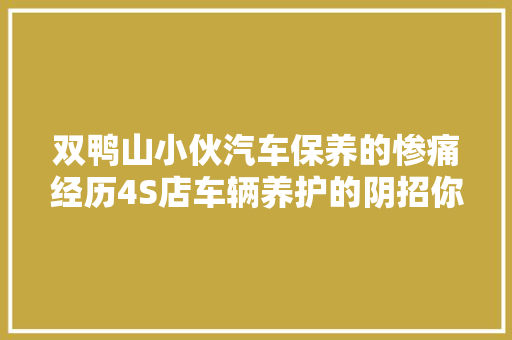 双鸭山小伙汽车保养的惨痛经历4S店车辆养护的阴招你知道吗