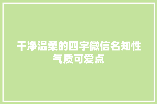 干净温柔的四字微信名知性气质可爱点