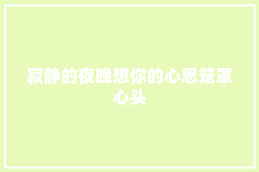 寂静的夜晚想你的心思笼罩心头