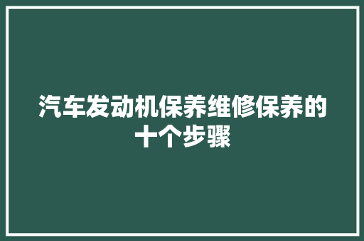 汽车发动机保养维修保养的十个步骤