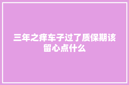 三年之痒车子过了质保期该留心点什么