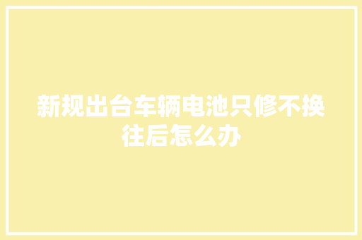 新规出台车辆电池只修不换往后怎么办