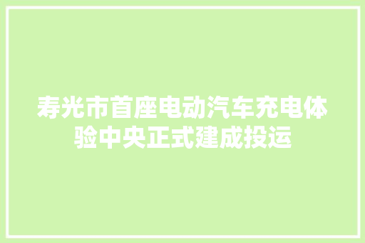 寿光市首座电动汽车充电体验中央正式建成投运
