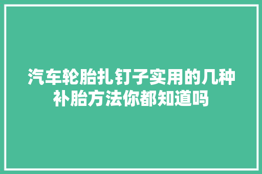 汽车轮胎扎钉子实用的几种补胎方法你都知道吗