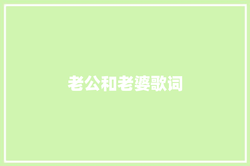 老公和老婆歌词