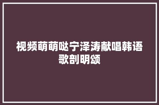 视频萌萌哒宁泽涛献唱韩语歌剖明颂