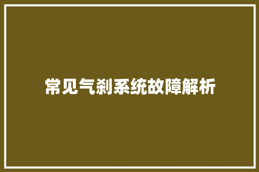 常见气刹系统故障解析