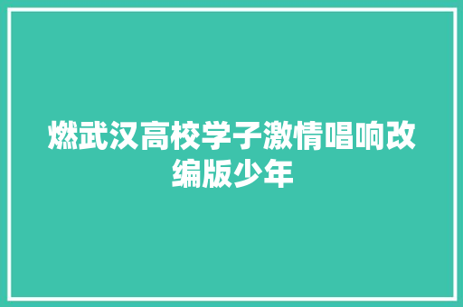 燃武汉高校学子激情唱响改编版少年