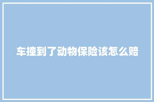 车撞到了动物保险该怎么赔