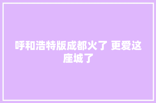 呼和浩特版成都火了 更爱这座城了