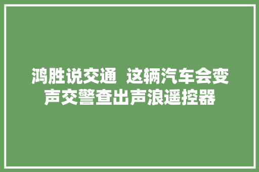鸿胜说交通  这辆汽车会变声交警查出声浪遥控器