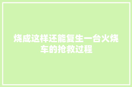烧成这样还能复生一台火烧车的抢救过程