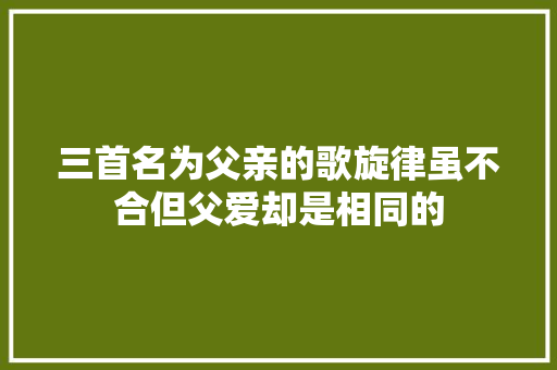 三首名为父亲的歌旋律虽不合但父爱却是相同的