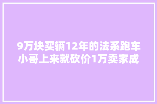 9万块买辆12年的法系跑车小哥上来就砍价1万卖家成交