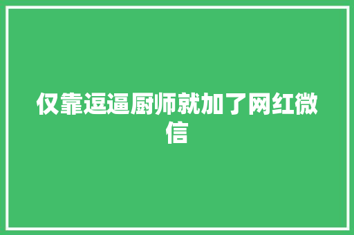 仅靠逗逼厨师就加了网红微信
