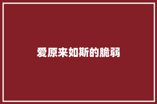 爱原来如斯的脆弱