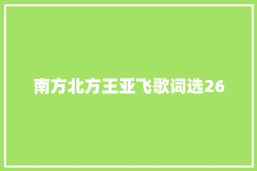 南方北方王亚飞歌词选26