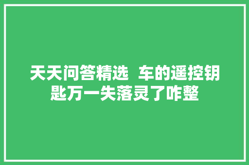 天天问答精选  车的遥控钥匙万一失落灵了咋整