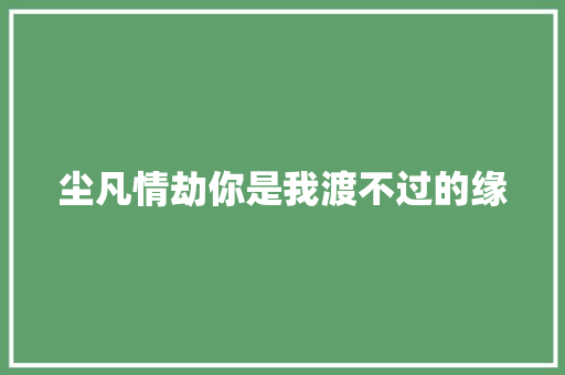 尘凡情劫你是我渡不过的缘