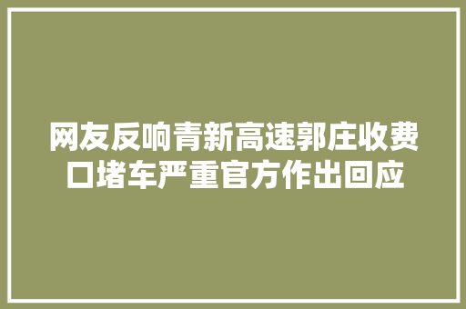 网友反响青新高速郭庄收费口堵车严重官方作出回应