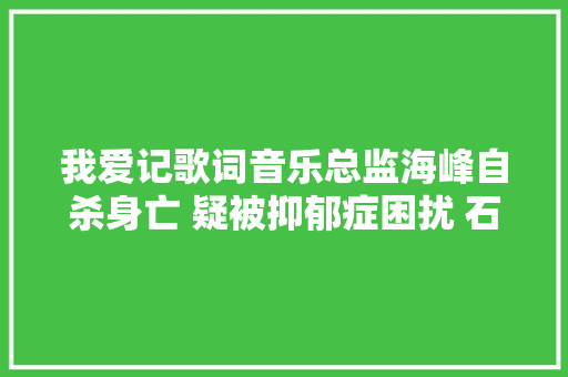 我爱记歌词音乐总监海峰自杀身亡 疑被抑郁症困扰 石友难过到无法回答