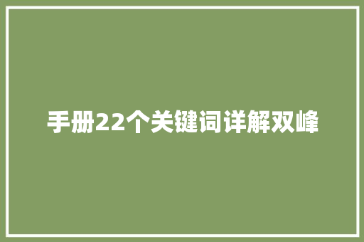 手册22个关键词详解双峰