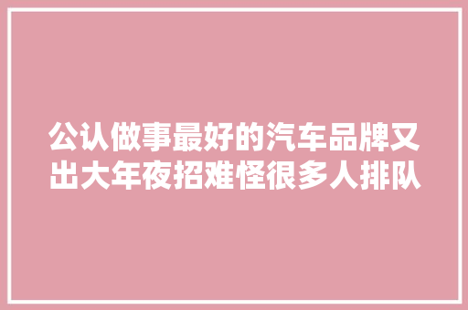 公认做事最好的汽车品牌又出大年夜招难怪很多人排队都要买