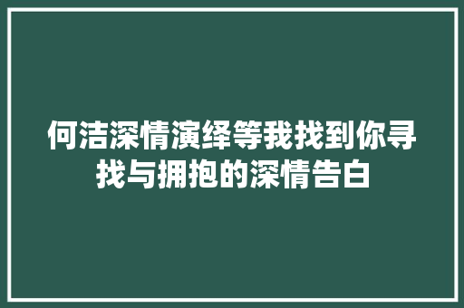 何洁深情演绎等我找到你寻找与拥抱的深情告白