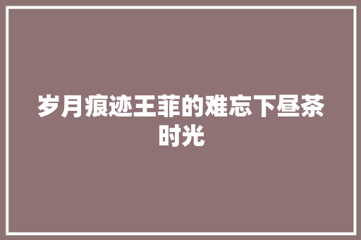 岁月痕迹王菲的难忘下昼茶时光