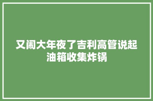 又闹大年夜了吉利高管说起油箱收集炸锅 汽车知识