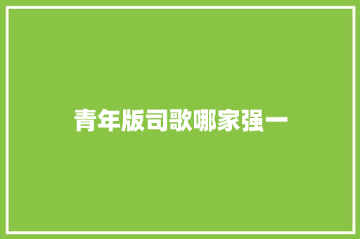 青年版司歌哪家强一
