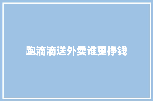 跑滴滴送外卖谁更挣钱