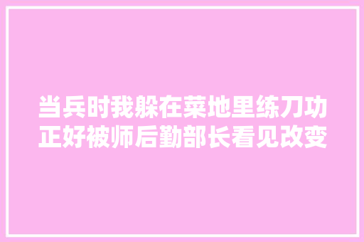 当兵时我躲在菜地里练刀功正好被师后勤部长看见改变了人生