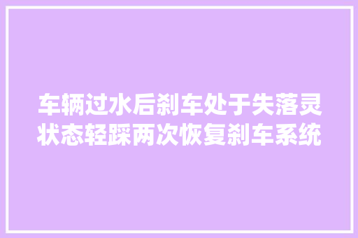 车辆过水后刹车处于失落灵状态轻踩两次恢复刹车系统