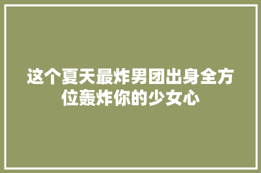 这个夏天最炸男团出身全方位轰炸你的少女心
