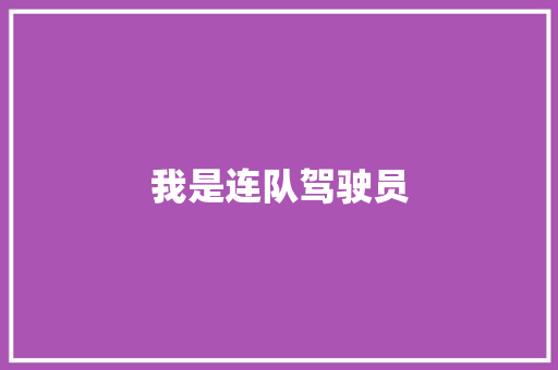 我是连队驾驶员
