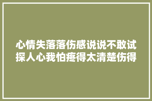 心情失落落伤感说说不敢试探人心我怕疼得太清楚伤得太彻底
