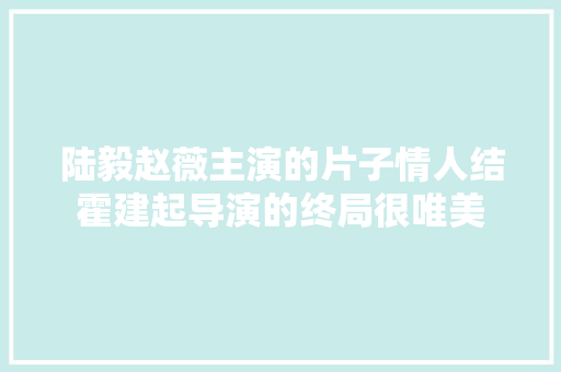 陆毅赵薇主演的片子情人结霍建起导演的终局很唯美