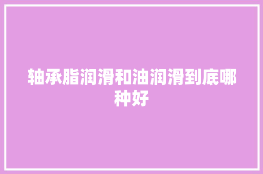 轴承脂润滑和油润滑到底哪种好