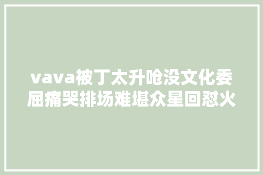 vava被丁太升呛没文化委屈痛哭排场难堪众星回怼火药味足