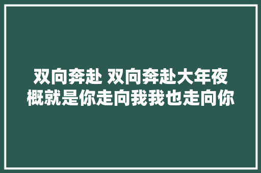 双向奔赴 双向奔赴大年夜概就是你走向我我也走向你