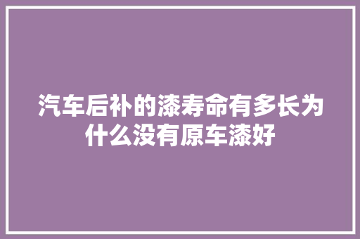 汽车后补的漆寿命有多长为什么没有原车漆好