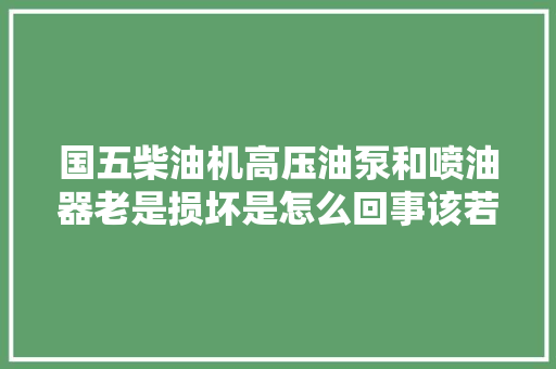 国五柴油机高压油泵和喷油器老是损坏是怎么回事该若何预防
