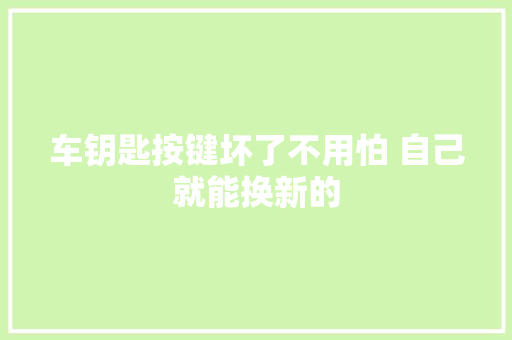车钥匙按键坏了不用怕 自己就能换新的